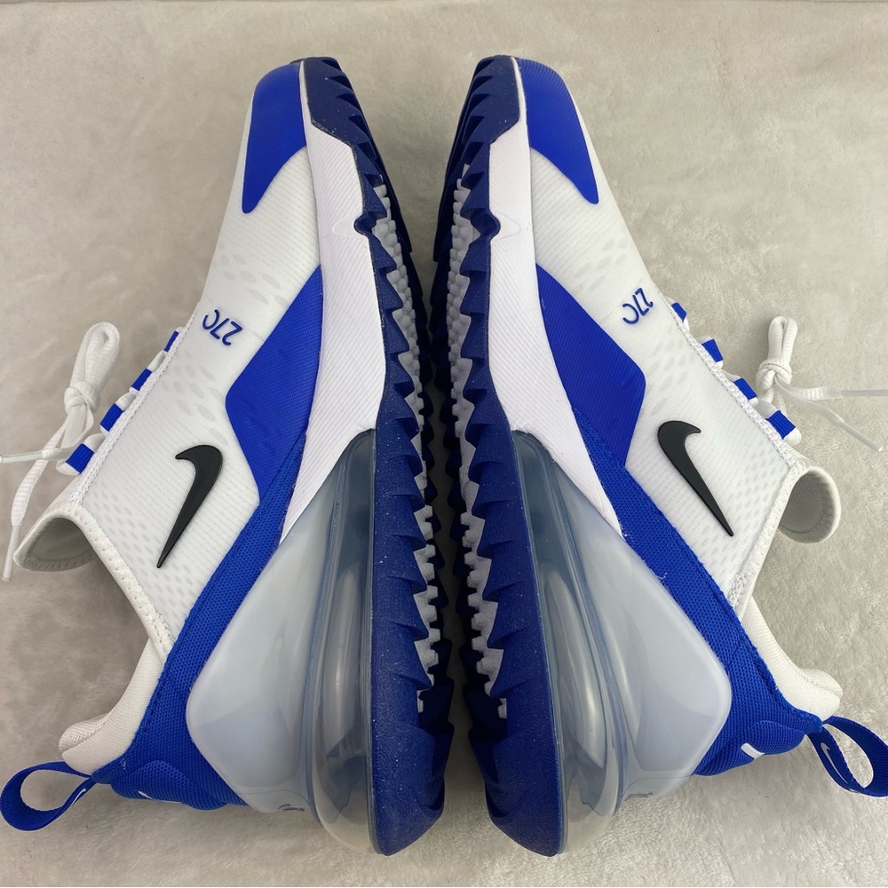 New Nike Air Max 270  White Racer Blue Black CK6483-106 Men's Golf Shoe - Picture 11 of 12